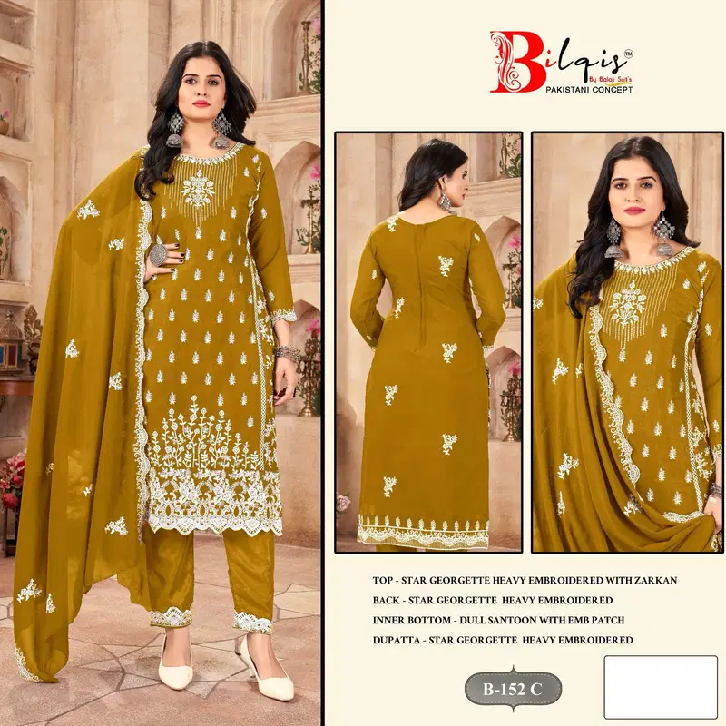 Bilqis B 152 Embroidered Pakistani Salwar Kameez Collection